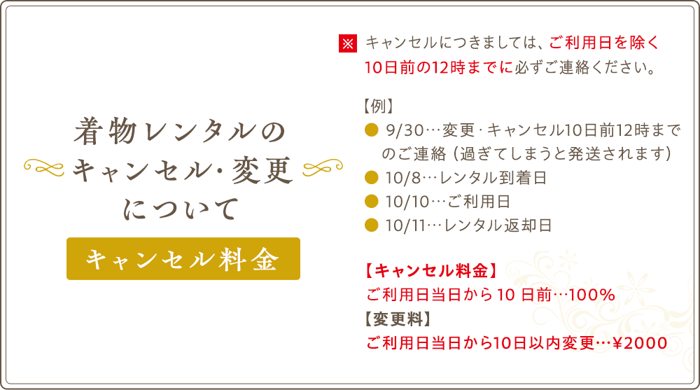 着物レンタルのキャンセル・変更について